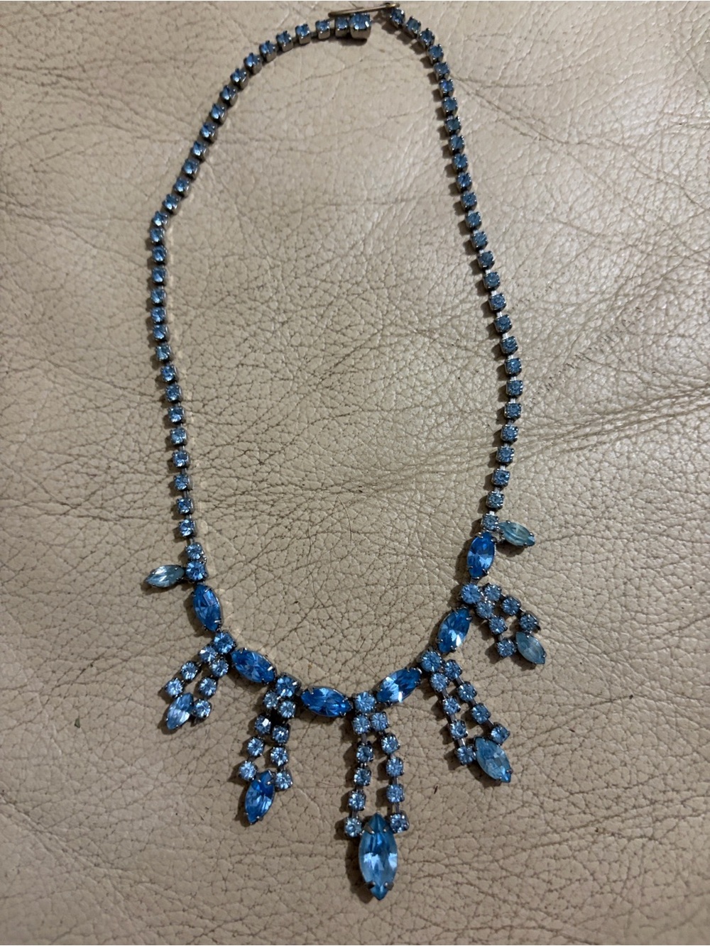 Blue Crystal Fringe Statement Necklace - Women Jewelry Sparkling Past